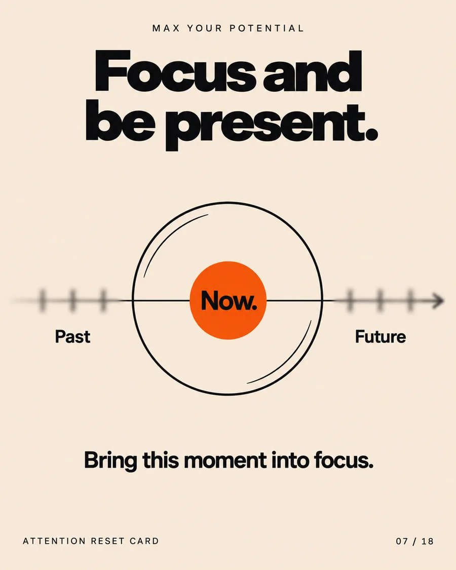 Focus and be present visual bringing attention to now